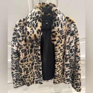 Saks fifth avenue label leopard faux fur jacket